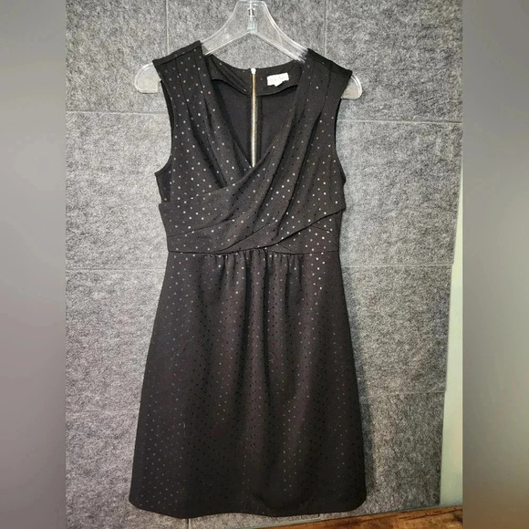 Maison Jules Dresses & Skirts - MAISON JULES Wrap Front Sleeveless Reflective Polkadot Dress in Black WOMEN'S M